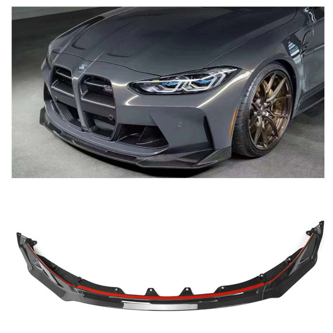 V STYLE DRY CARBON FIBER 3PC FRONT LIP - BMW G80 M3 G82 G83 M4